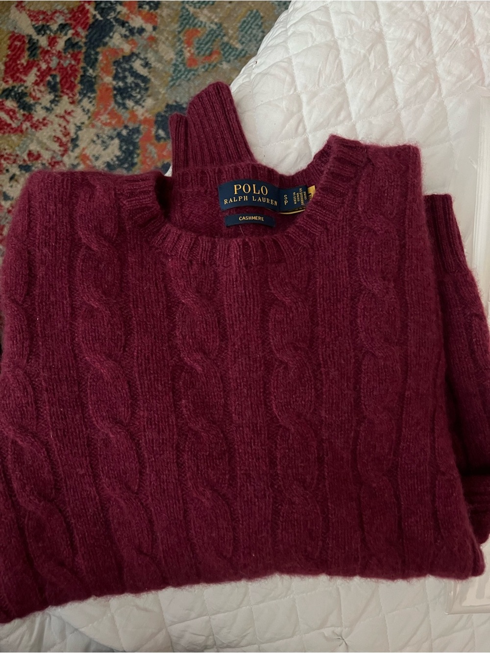 Ralph Lauren Cashmere Cable Knit Sweater in Berry Pink